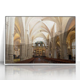 Acrylic print of a modern art depiction of Valencia scenery, featuring art deco style in muted pastel shades.