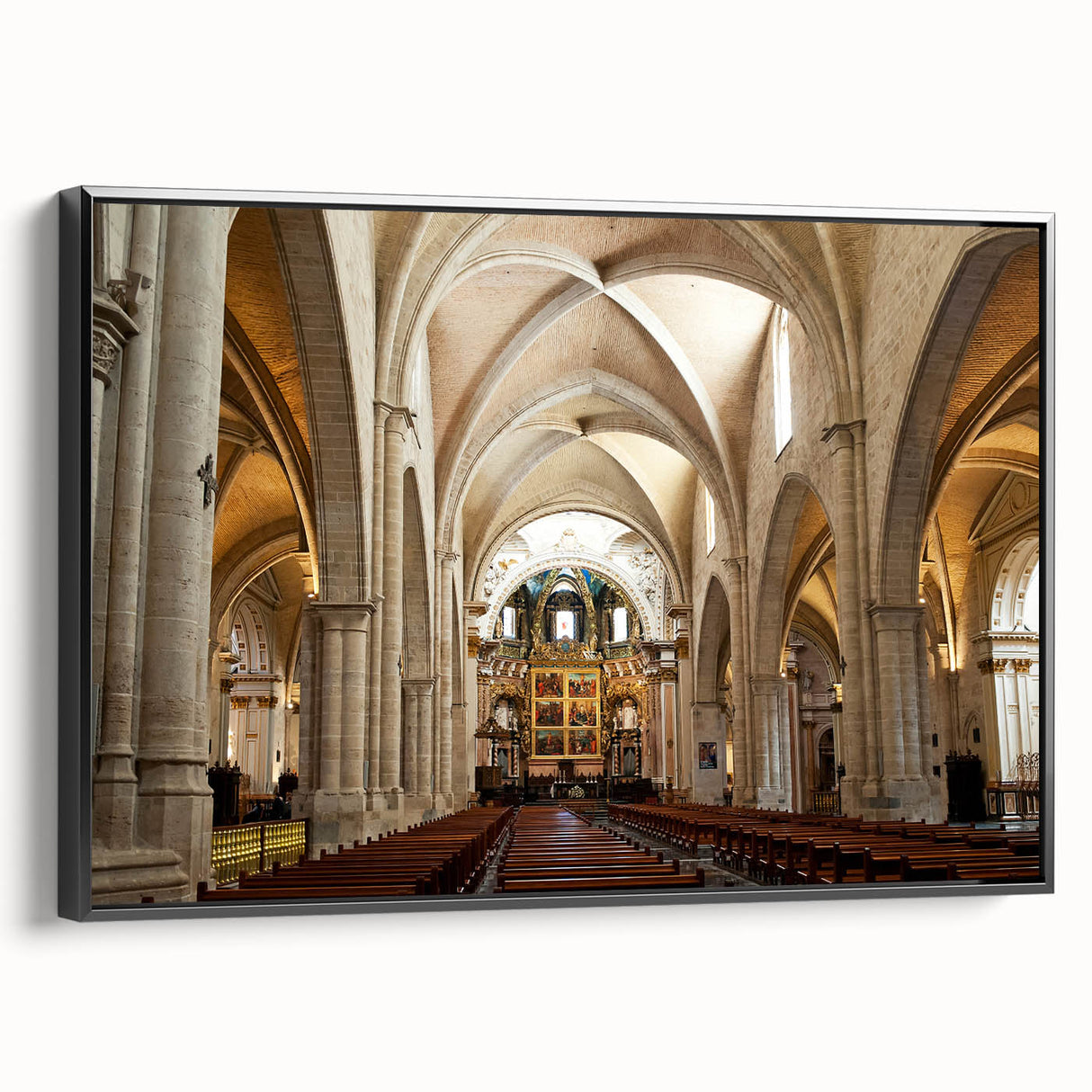 Black and white framed canvas of a vintage Valencia landscape, ideal for bedroom wall art.