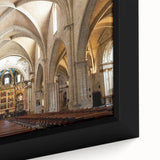 Extra large framed canvas featuring a textured depiction of Valencia with vibrant, colorful art on a black background.