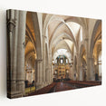 Large stretched canvas featuring a scenic Valencia cityscape in warm, earthy tones, ideal for kitchen wall art.