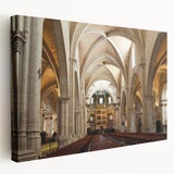 Large stretched canvas featuring a scenic Valencia cityscape in warm, earthy tones, ideal for kitchen wall art.