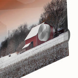 Large abstract depiction of Stockholm's cityscape in muted gray and blue tones on acrylic glass, ideal for dining room art.