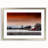 Textured abstract art print of Stockholm scenery in muted gray and blue tones, framed in silver, ideal for bedroom art.