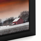 Close-up of extra large framed canvas depicting a textured Stockholm scene in black with vibrant colorful accents.