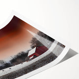 Extra large wall art featuring line art flowers in muted earth tones on a rolled print, suitable for large living room decor.