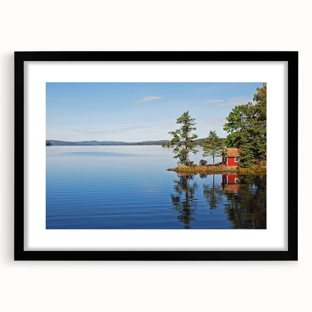 Abstract art print depicting a colorful, textured European scenery in a large black frame, suitable for living room decor.