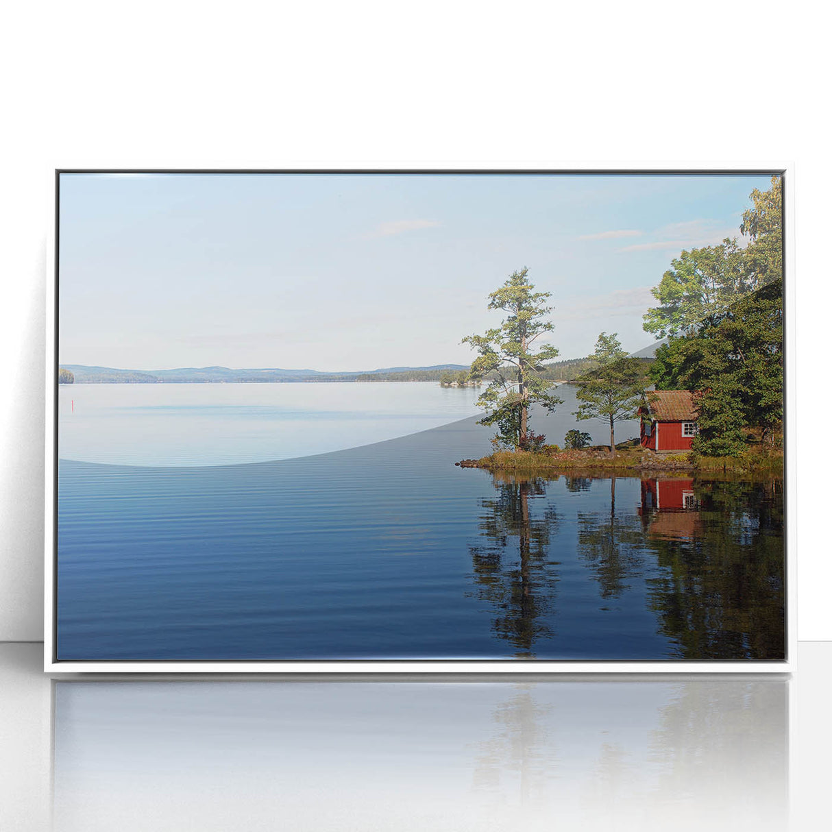 Acrylic print of a European scenery in art deco style, using muted blue and green tones, ideal for nursery wall art.