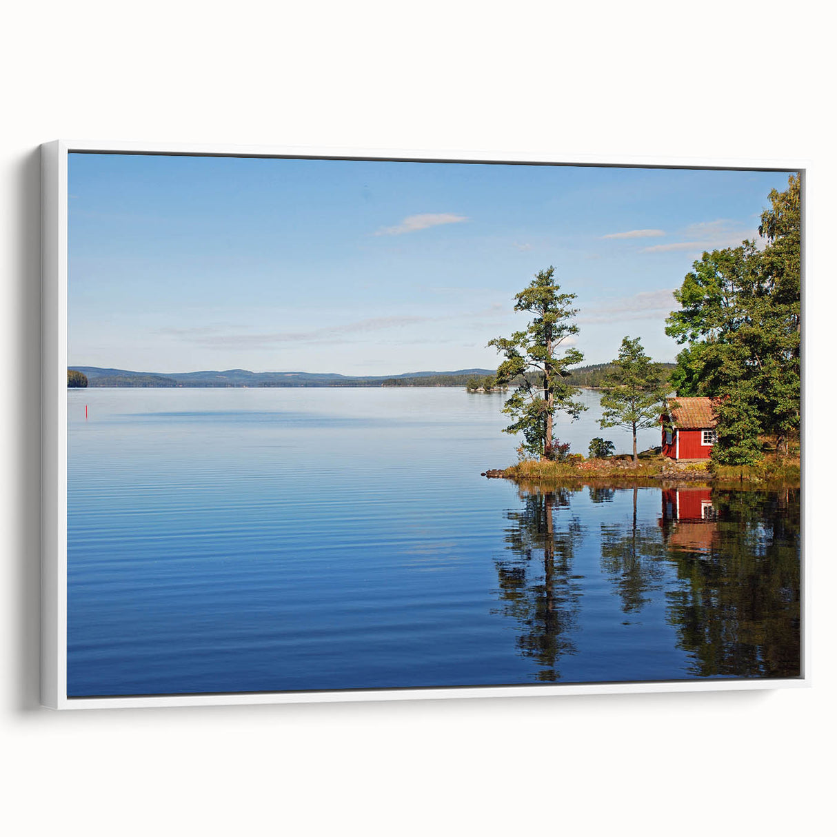 Vintage poster art of a colorful European scenery on a framed canvas, ideal for living room decor.