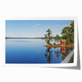 Scenic European landscape with vibrant green and blue tones, extra large rolled canvas print, ideal for dining room wall art.