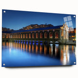 Acrylic print of Geneva scenery in muted earth tones, suitable for bedroom or dining room decor.