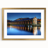 Extra large wall art featuring an abstract textured print of Geneva scenery in muted earth tones, framed with a gold mat.