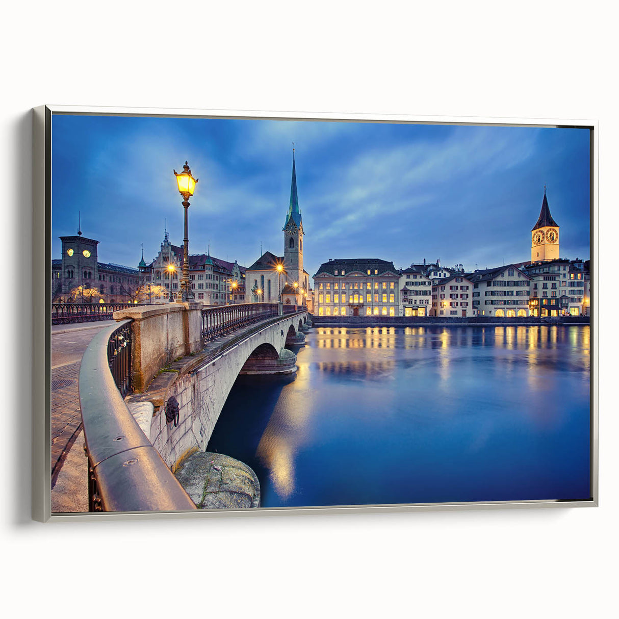 Landscape art painting of European scenery on framed canvas, featuring muted earth tones, ideal for living room decor.