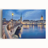 Black and white stretched canvas of a Swiss landscape, ideal for kitchen wall art.