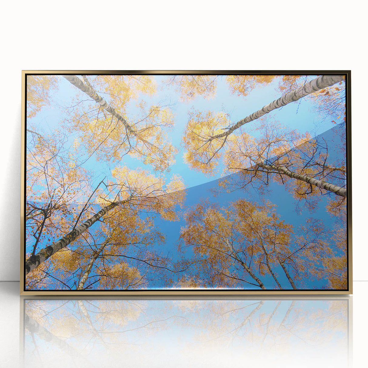 Large art print of a European Ukrainian landscape in gold frame, muted earth tones, ideal for modern art wall decor.