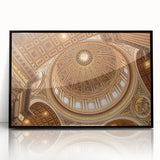 Large abstract wall art of the Vatican in muted gray tones on a framed acrylic, ideal for modern living room decor.