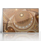 Acrylic print of the Vatican scenery in soft pastel shades, framed in white, suitable for modern art wall decor.