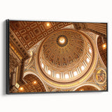 Black and white landscape art painting of the Vatican, framed canvas, ideal for bedroom wall decor.