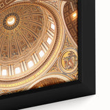 Close-up of a textured black wall art depicting the Vatican, with colorful accents on a framed canvas.