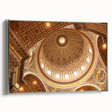 Landscape art painting of the Vatican on framed canvas, featuring a vintage poster style with a black and colorful palette.