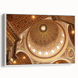 Framed canvas of vintage poster art depicting the Vatican, featuring vibrant colors on a black background.