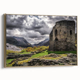 Framed canvas depicting a vintage-style Welsh landscape in muted earth tones, ideal for bedroom wall art.