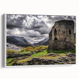 Extra large framed canvas of vintage poster art depicting a colorful Welsh landscape, ideal for living room decor.