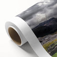 Art Deco-style poster of Welsh scenery in soft pastel colors on rolled canvas, ideal for nursery wall art.