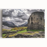 Black and white photograph of Welsh landscape on stretched canvas, suitable as large kitchen wall art.