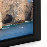 Extra large black wall art featuring a textured, colorful Mexican Baja California scenery on a framed canvas.