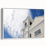 Vintage poster art of Cabo San Lucas on a framed canvas, featuring colorful scenery, ideal for living room decor.