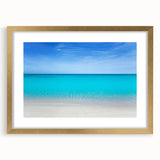 Extra large abstract art print of Cancun scenery in textured style, framed in gold, ideal for living room decor.