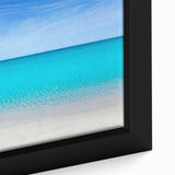 Framed canvas featuring a textured close-up of Cancun scenery in vibrant colors, ideal for living room decor.