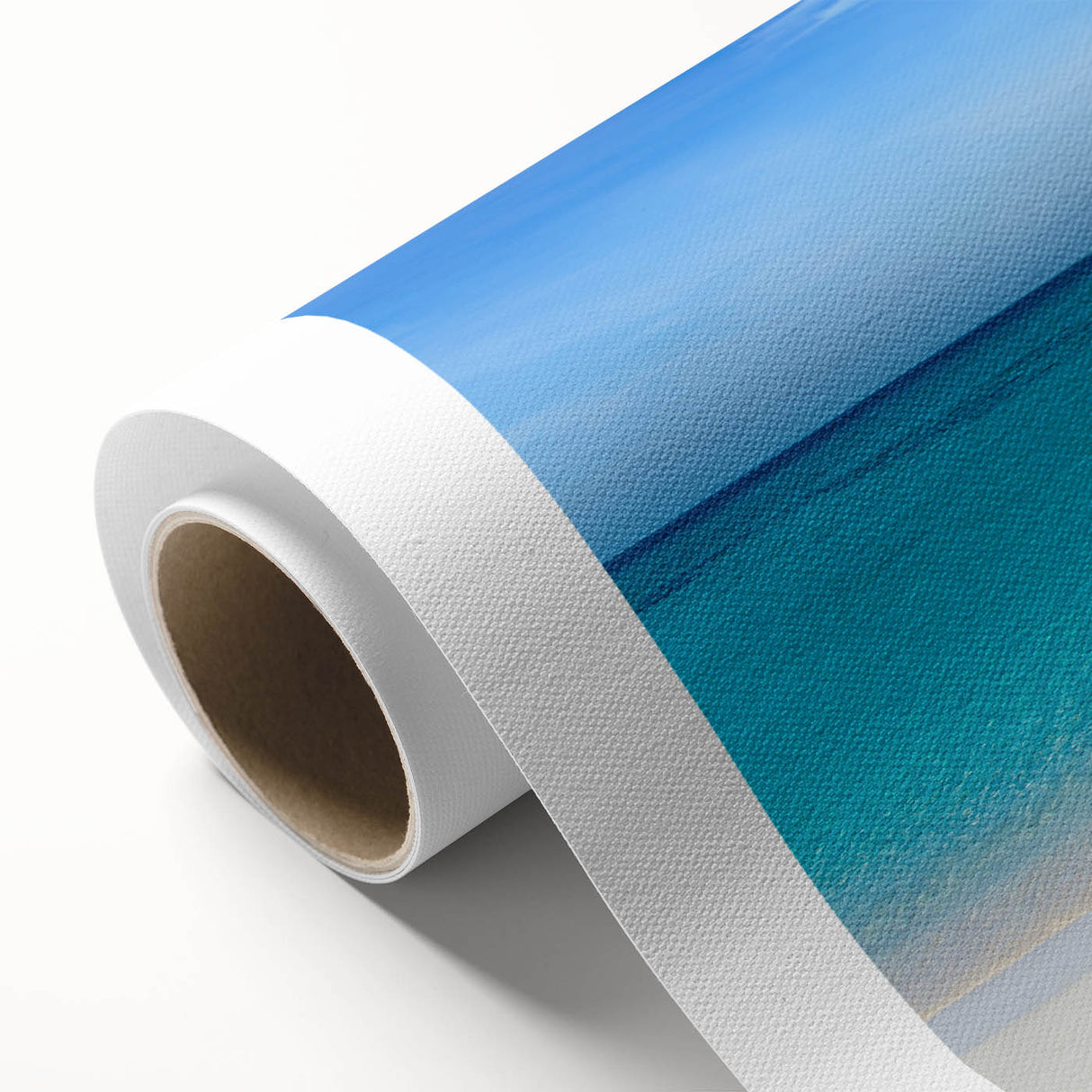 Art deco poster of Cancun scenery in pastel shades on rolled canvas, ideal for nursery wall art.