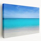 Large canvas print of Cancun scenery with vibrant blue and green colors, ideal for kitchen wall art.