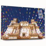 Acrylic print of a large abstract depiction of Mexico City in vibrant hues, suitable for bedroom or dining room decor.