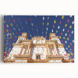 Black and white large art print of Mexico City skyline on stretched canvas, suitable for kitchen wall art.