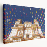 Large art print of Mexico City skyline in muted earth tones on stretched canvas, suitable for kitchen wall art.