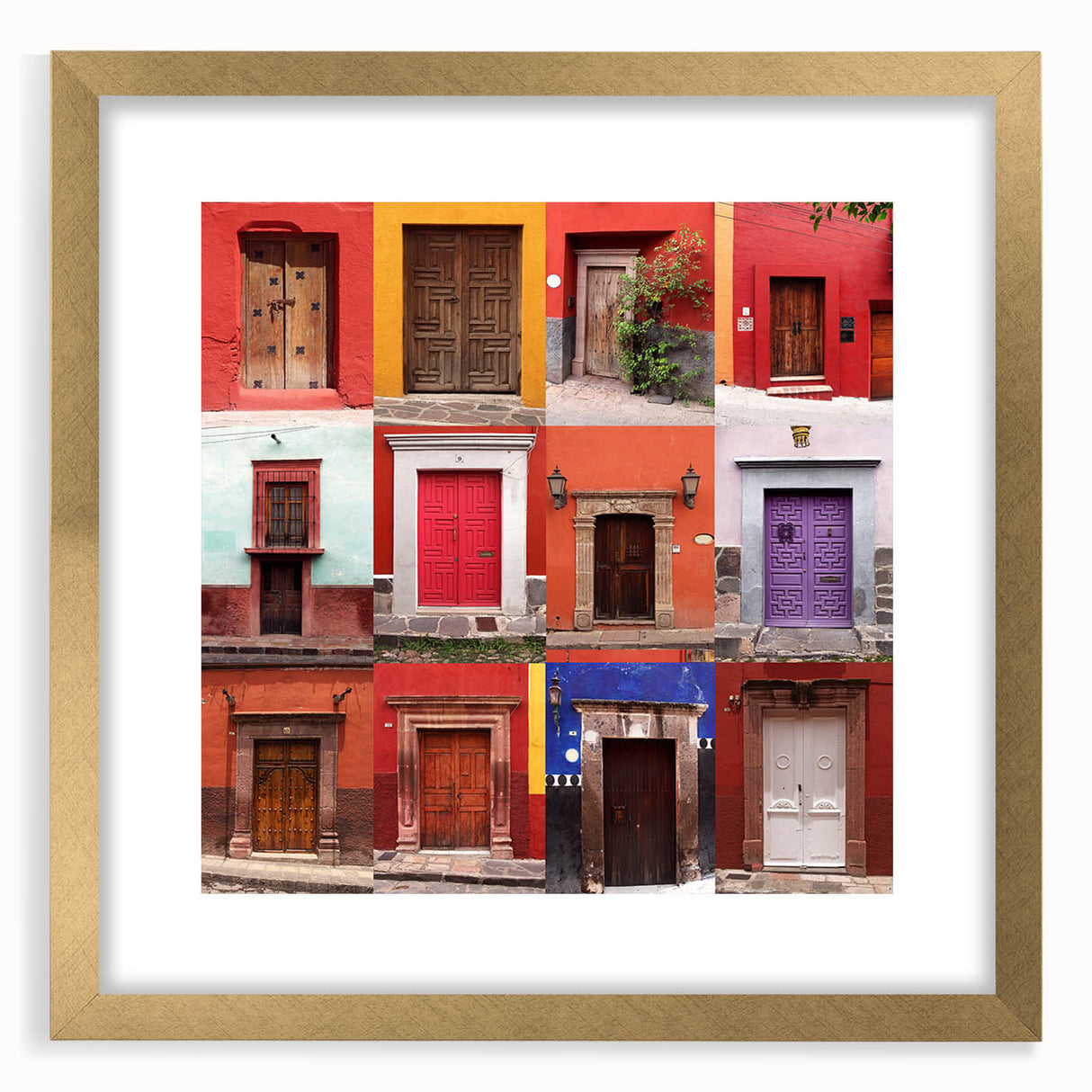 Extra large abstract art print of Guanajuato, featuring textured vibrant colors on a framed canvas.