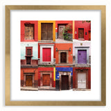 Extra large abstract art print of Guanajuato, featuring textured vibrant colors on a framed canvas.