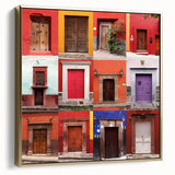 Framed canvas of Guanajuato, Mexico, in black and white tones, ideal for kitchen wall art or bedroom ambiance.