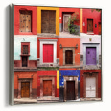 Framed canvas featuring a black and white photo of Guanajuato, Mexico, ideal for kitchen wall art.