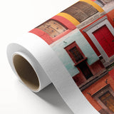 Art deco style poster of Guanajuato scenery on rolled canvas, featuring vibrant colors, ideal for nursery wall art.