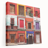 Large stretched canvas depicting the colorful, colonial architecture of Guanajuato, Mexico, ideal for kitchen wall art.