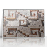 Acrylic print of Oaxaca scenery in art deco style with vibrant colors, framed in white, ideal for modern nursery decor.