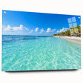 Acrylic print of a Quintana Roo, Mexico scenery with vibrant ocean and sky tones, ideal for bedroom or dining room decor.