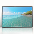 Large abstract wall art featuring a colorful Quintana Roo scenery on a black framed acrylic.