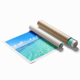 Extra large rolled print of Quintana Roo scenery with vibrant floral elements, ideal for classy bathroom wall art.
