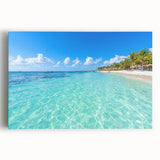 Black and white stretched canvas of Quintana Roo scenery, suitable as large kitchen wall art.