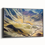 Black and white framed canvas featuring a vintage-style landscape painting of an Afghan scenery, ideal for bedroom wall art.