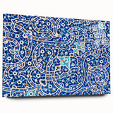 Large abstract wall art of Middle Eastern scenery in muted earth tones on acrylic glass.